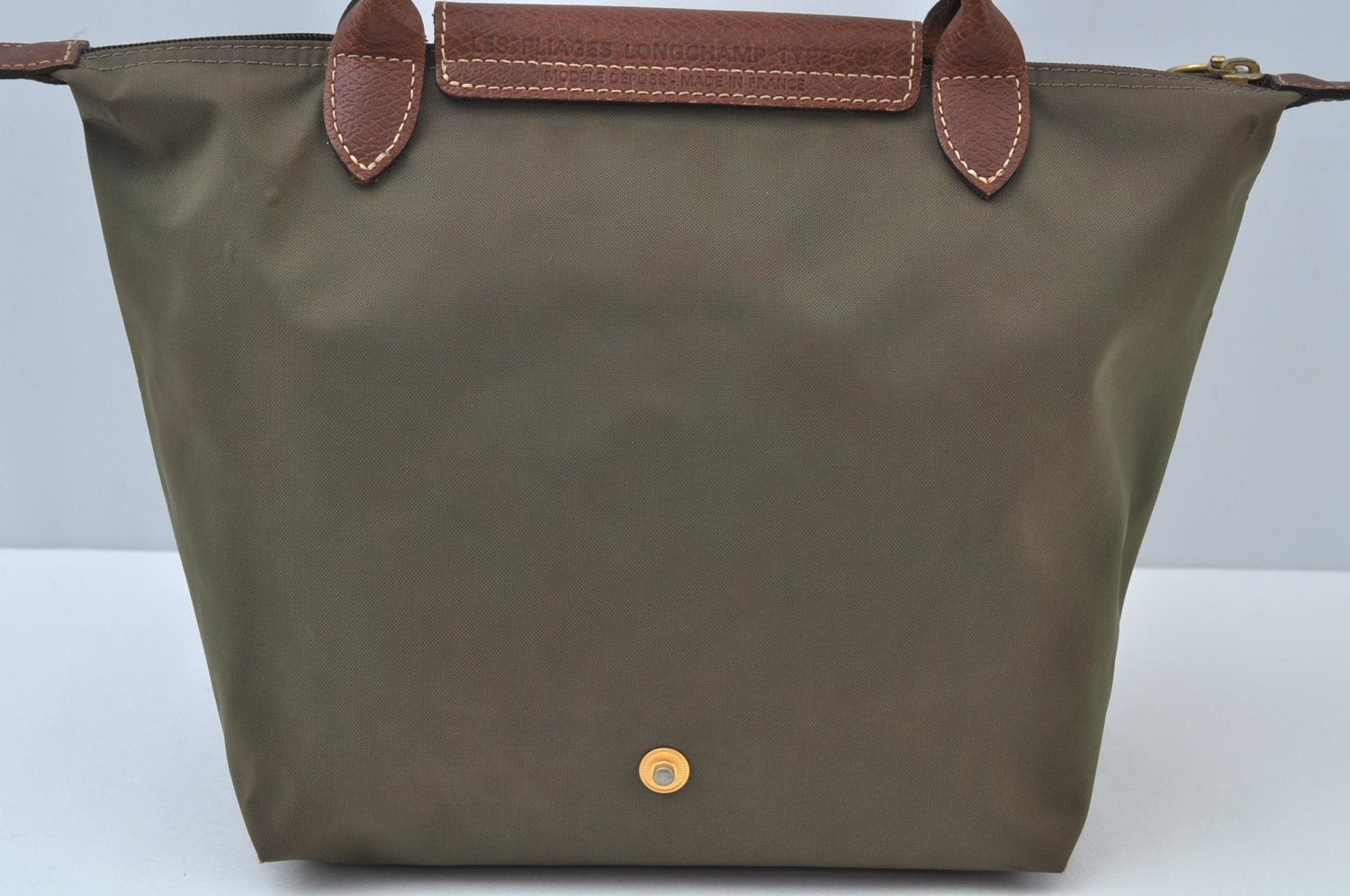 Auth Longchamp Le Pliage Shopper Size S Tote Bag Nylon Leather Khaki Green K9942