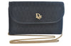 Authentic Christian Dior Honeycomb Chain Shoulder Cross Bag Canvas Black K9944