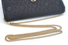 Authentic Christian Dior Honeycomb Chain Shoulder Cross Bag Canvas Black K9944