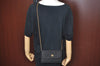 Authentic Christian Dior Honeycomb Chain Shoulder Cross Bag Canvas Black K9944