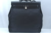 Authentic HERMES Her Bag MM 2Way Shoulder Hand Bag Canvas Leather Black K9946