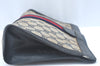 Authentic GUCCI Sherry Line Clutch Hand Bag Purse GG PVC Leather Navy Blue K9948
