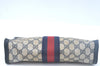 Authentic GUCCI Sherry Line Clutch Hand Bag Purse GG PVC Leather Navy Blue K9948