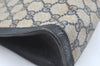 Authentic GUCCI Sherry Line Clutch Hand Bag Purse GG PVC Leather Navy Blue K9948
