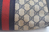 Authentic GUCCI Sherry Line Clutch Hand Bag Purse GG PVC Leather Navy Blue K9948