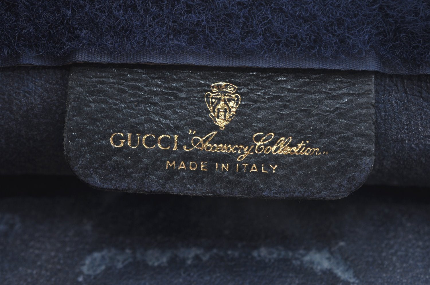 Authentic GUCCI Sherry Line Clutch Hand Bag Purse GG PVC Leather Navy Blue K9948