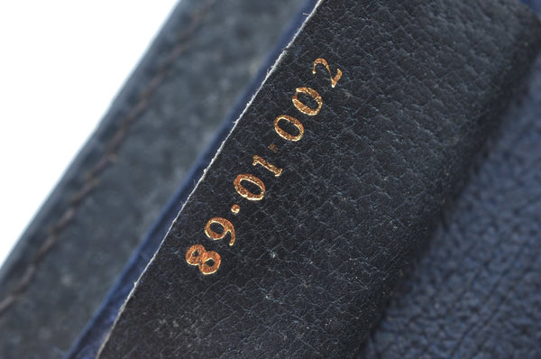 Authentic GUCCI Sherry Line Clutch Hand Bag Purse GG PVC Leather Navy Blue K9948