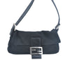Authentic FENDI Mamma Baguette Shoulder Hand Bag Jersey Leather Black Junk K9949