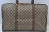 Authentic GUCCI Travel Boston Hand Bag GG PVC Leather Brown Junk K9950