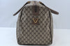 Authentic GUCCI Travel Boston Hand Bag GG PVC Leather Brown Junk K9950