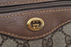 Authentic GUCCI Travel Boston Hand Bag GG PVC Leather Brown Junk K9950