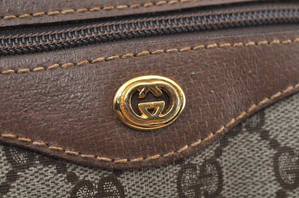 Authentic GUCCI Travel Boston Hand Bag GG PVC Leather Brown Junk K9950