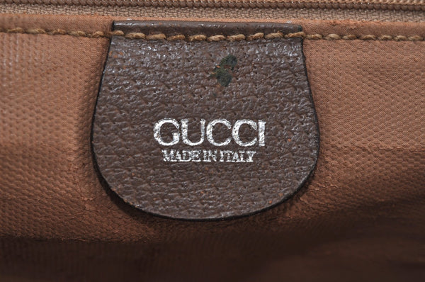 Authentic GUCCI Travel Boston Hand Bag GG PVC Leather Brown Junk K9950