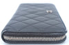 Authentic CHANEL Calf Skin Long Wallet Black CC Logo Junk K9952