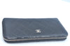 Authentic CHANEL Calf Skin Long Wallet Black CC Logo Junk K9952