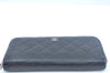 Authentic CHANEL Calf Skin Long Wallet Black CC Logo Junk K9952