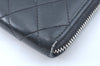 Authentic CHANEL Calf Skin Long Wallet Black CC Logo Junk K9952