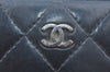 Authentic CHANEL Calf Skin Long Wallet Black CC Logo Junk K9952