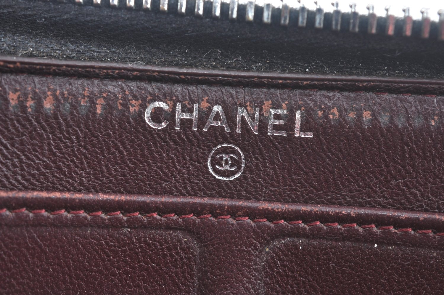 Authentic CHANEL Calf Skin Long Wallet Black CC Logo Junk K9952