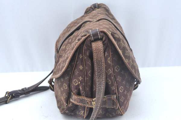 Auth Louis Vuitton Monogram Mini Lin Saumur 30 Shoulder Bag M95227 Brown K9959