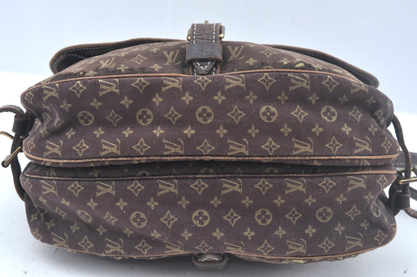 Auth Louis Vuitton Monogram Mini Lin Saumur 30 Shoulder Bag M95227 Brown K9959