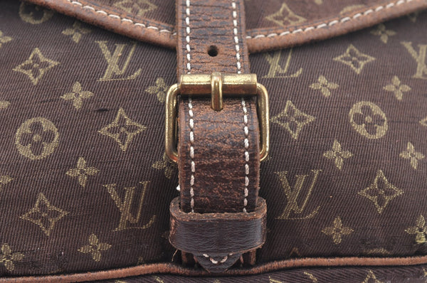 Auth Louis Vuitton Monogram Mini Lin Saumur 30 Shoulder Bag M95227 Brown K9959