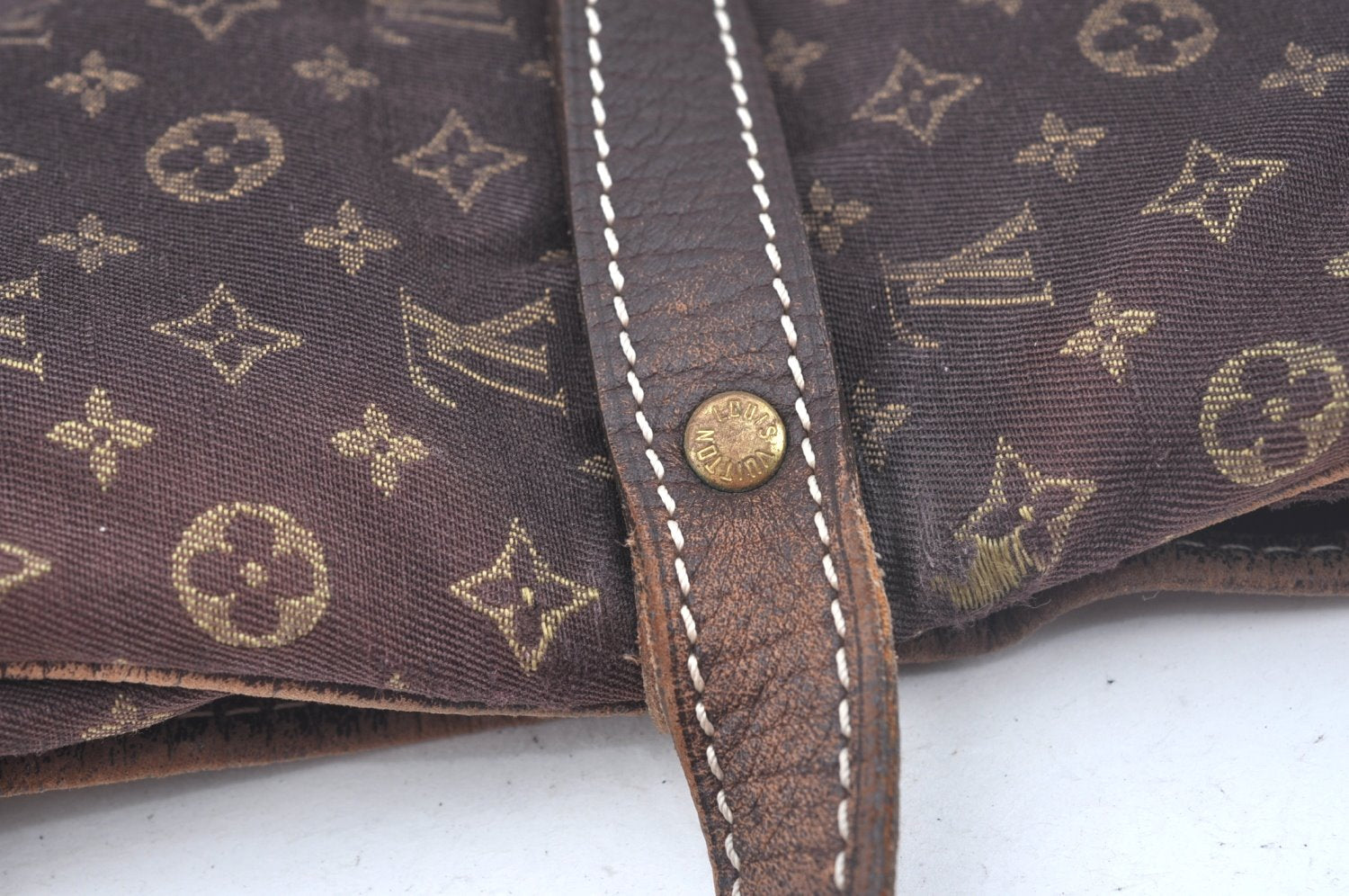 Auth Louis Vuitton Monogram Mini Lin Saumur 30 Shoulder Bag M95227 Brown K9959