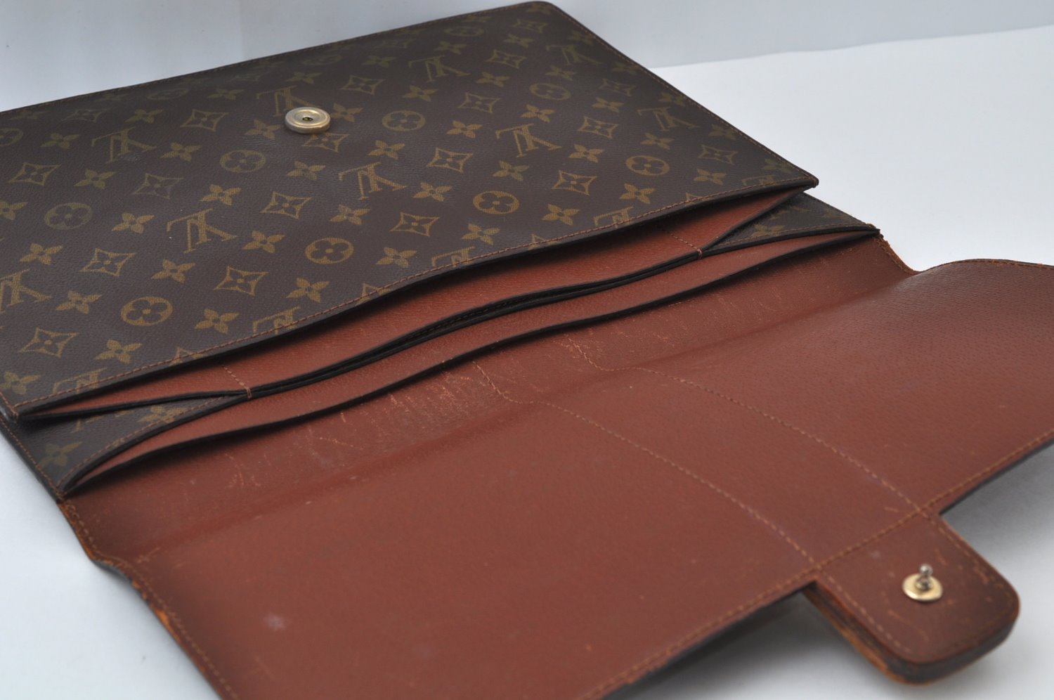 Auth Louis Vuitton Monogram Lena Portfolio Clutch Document Case Old Model K9962
