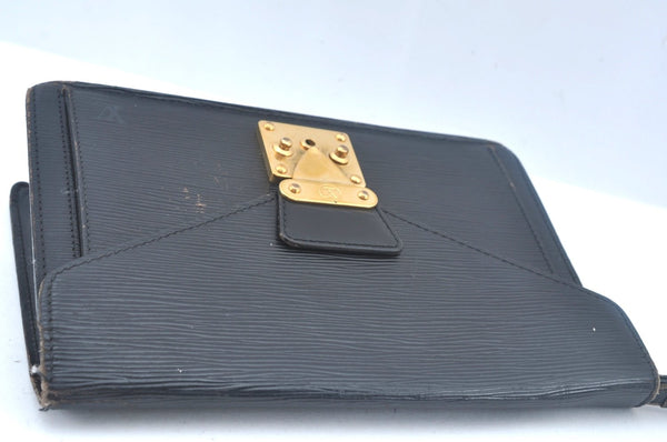 Auth Louis Vuitton Epi Pochette Sellier Dragonne Clutch Bag Black Junk K9965