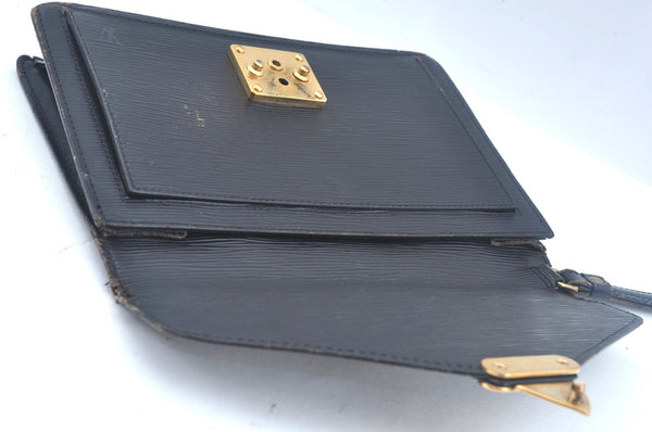 Auth Louis Vuitton Epi Pochette Sellier Dragonne Clutch Bag Black Junk K9965