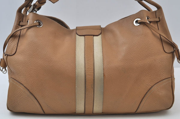 Authentic PRADA Vintage Leather Shoulder Bag Beige K9968