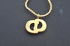 Authentic Christian Dior Gold Tone Chain Pendant Necklace Rhinestone CD K9972