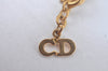 Authentic Christian Dior Gold Tone Chain Pendant Necklace Rhinestone CD K9972