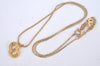 Authentic Christian Dior Gold Tone Chain Pendant Necklace Rhinestone CD K9972