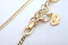 Authentic Christian Dior Gold Tone Chain Pendant Rhinestone Necklace CD K9973