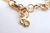 Authentic Christian Dior Gold Tone Chain Pendant Rhinestone Necklace CD K9973