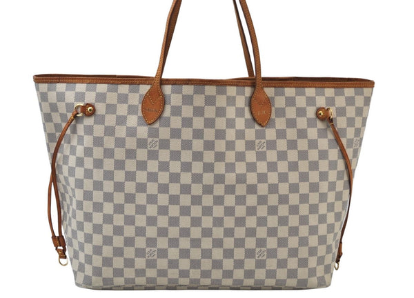 Authentic Louis Vuitton Damier Azur Neverfull GM N51108 Shoulder Tote Bag K9975