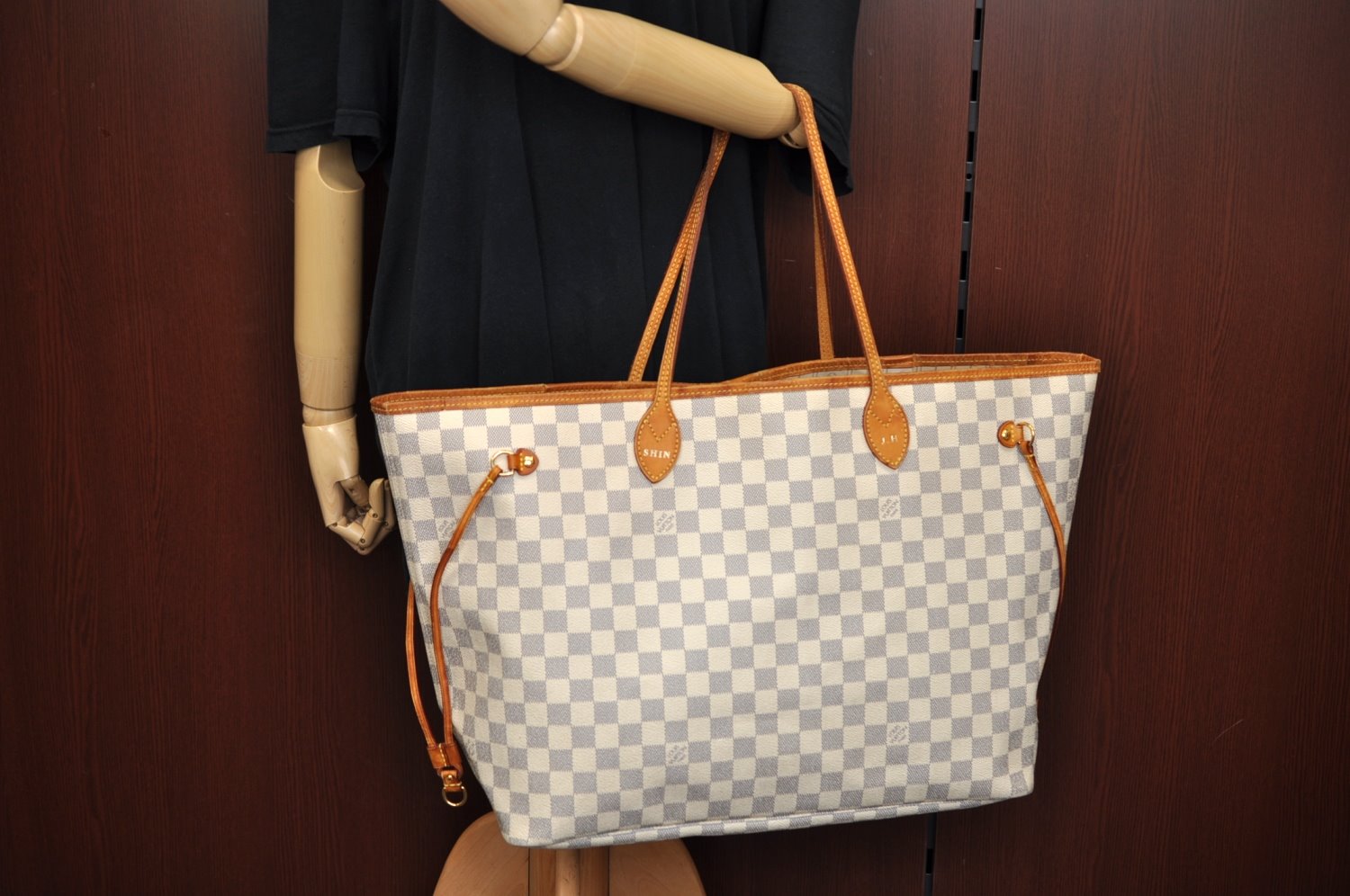 Authentic Louis Vuitton Damier Azur Neverfull GM N51108 Shoulder Tote Bag K9975