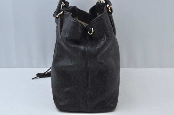 Authentic GUCCI SOHO Tassel Shoulder Bag GG Leather 308363 Black K9979
