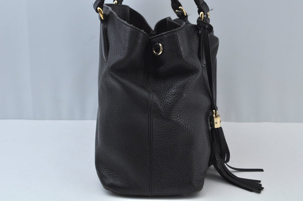 Authentic GUCCI SOHO Tassel Shoulder Bag GG Leather 308363 Black K9979