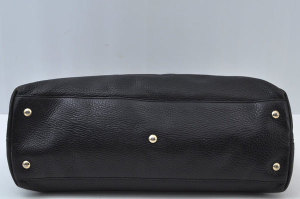 Authentic GUCCI SOHO Tassel Shoulder Bag GG Leather 308363 Black K9979