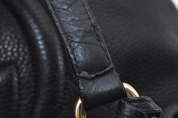 Authentic GUCCI SOHO Tassel Shoulder Bag GG Leather 308363 Black K9979