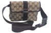 Authentic GUCCI Waist Body Bag GG Canvas Leather Brown K9982