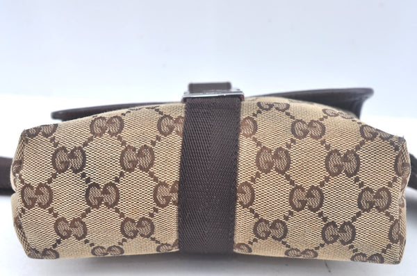 Authentic GUCCI Waist Body Bag GG Canvas Leather Brown K9982