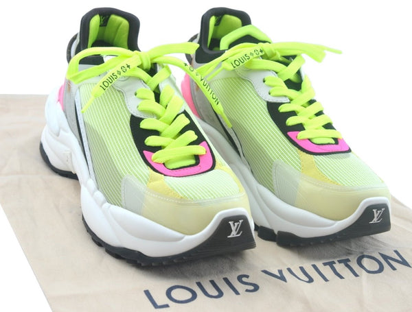 Authentic Louis Vuitton Sneakers Canvas Size US 12 Yellow Pink Black LV K9984