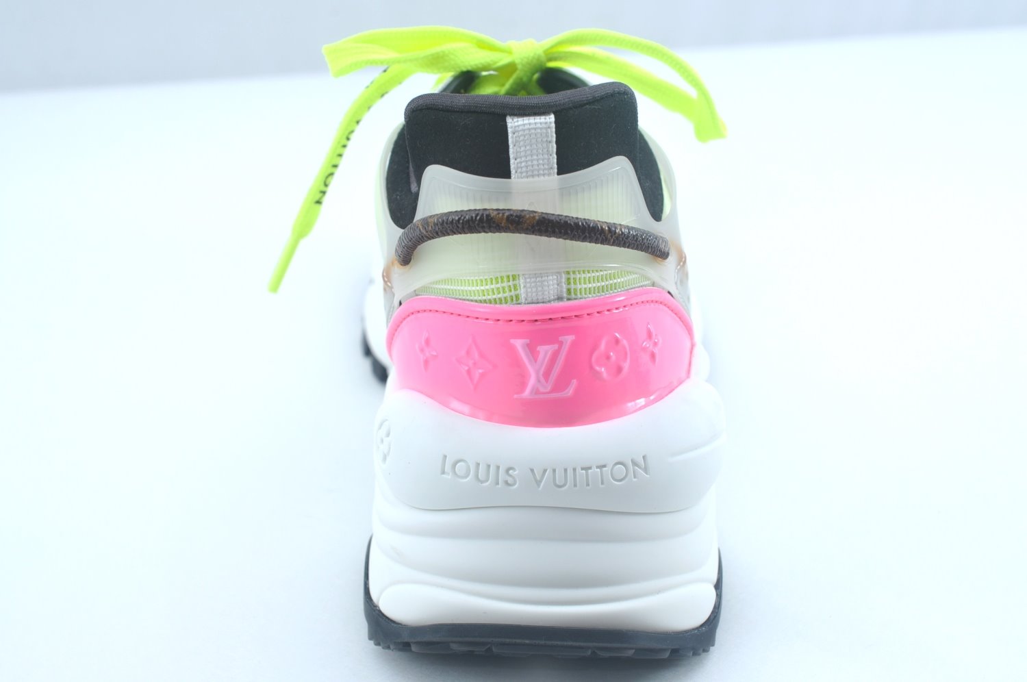 Authentic Louis Vuitton Sneakers Canvas Size US 12 Yellow Pink Black LV K9984