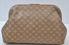 Authentic CELINE Macadam Blason Pattern Pouch PVC Leather Beige K9987