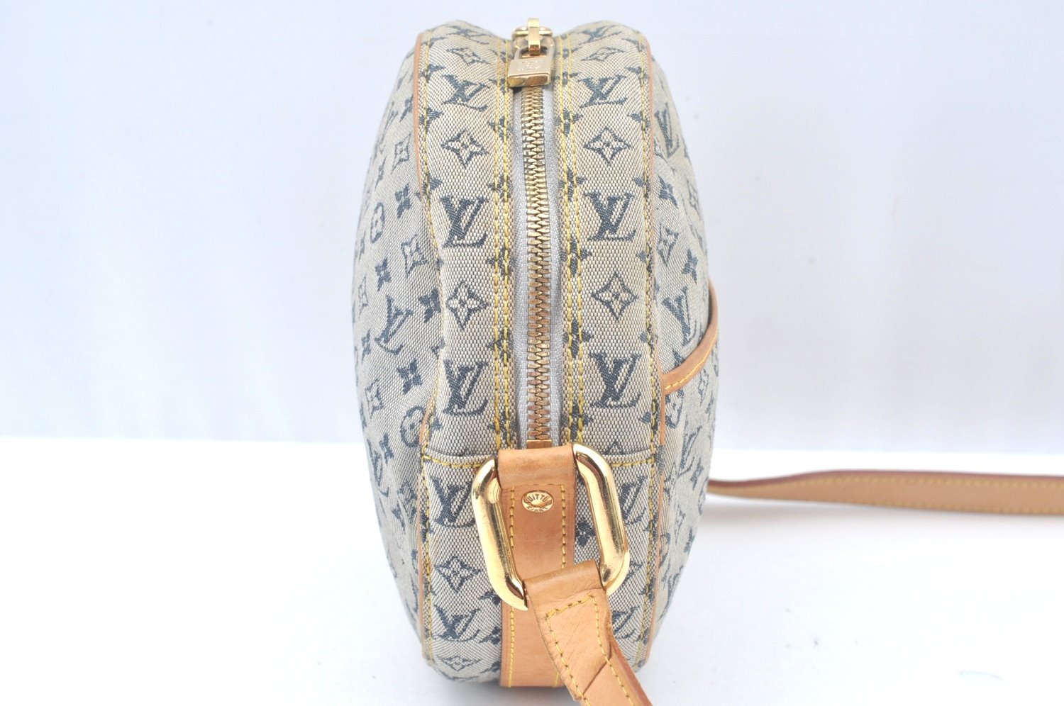 Auth Louis Vuitton Monogram Mini Jeanne GM Shoulder Cross Bag Blue Junk K9988