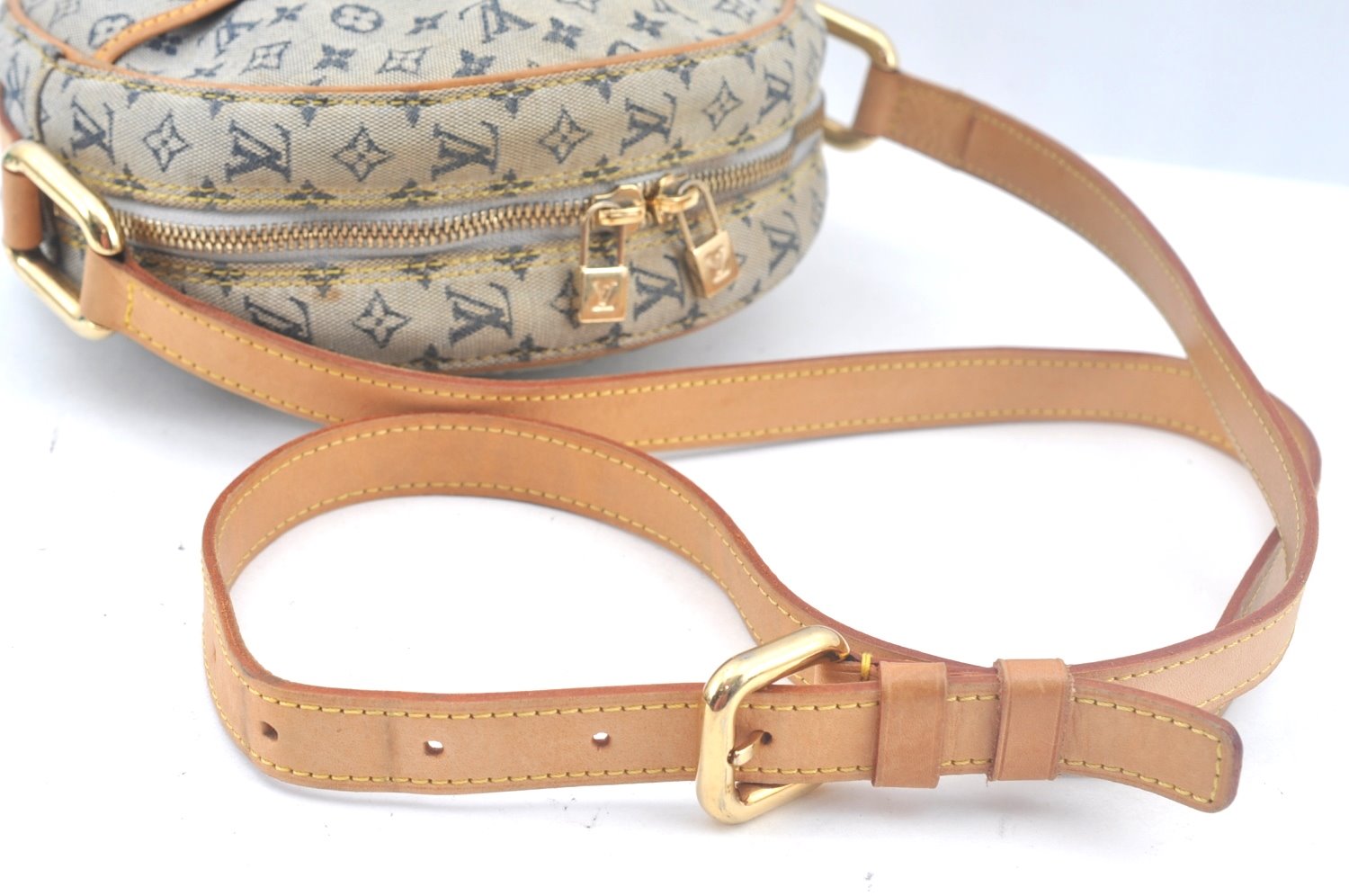 Auth Louis Vuitton Monogram Mini Jeanne GM Shoulder Cross Bag Blue Junk K9988