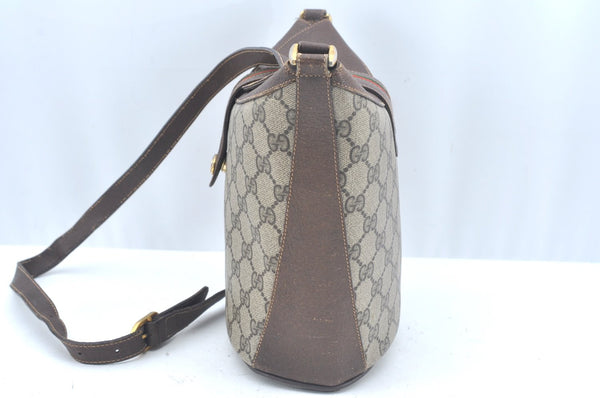Authentic GUCCI Web Sherry Line Shoulder Cross Bag GG PVC Leather Brown K9992